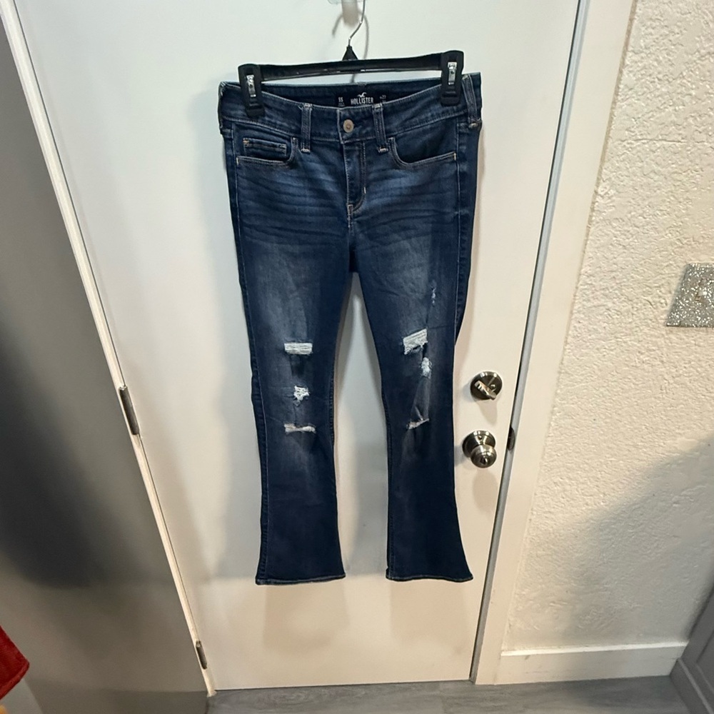 Hollister Dark Blue Distressed Flare Jeans - Picture 4 of 13